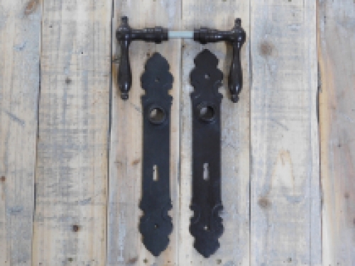 Set of door handles + door plates BB - antique iron dark brown