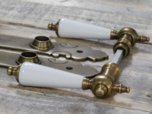 Classic door hardware set - PZ 92 - for cylinder lock - patinated brass