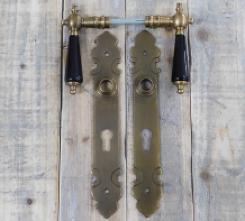 Set of door hardware - PZ92 - Brass patinated - front door