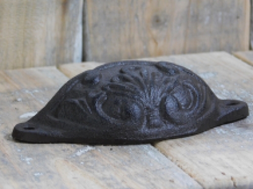 Drawer handle, door handle, furniture hardware, with beautiful motif, antique iron, brown