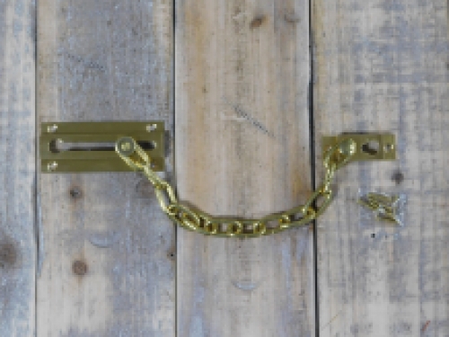 Security chain for doors, brass, plus screws.