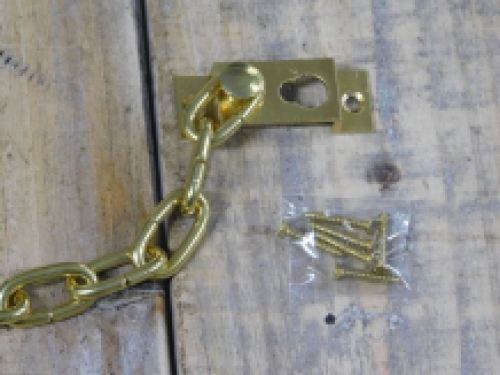 Security chain for doors, brass, plus screws.
