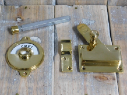 Locks for toilet door, toilet door lock, closed and occupied/inactive, brass