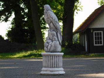 Eagle on Round Pedestal - 83 cm - Stone