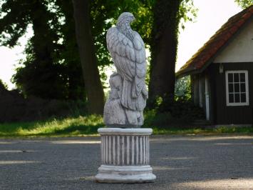 Eagle on Round Pedestal - 83 cm - Stone