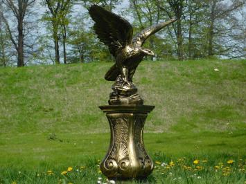 Eagle on pedestal - polystone - gold/black