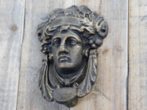 Knocker for front door, door knocker Athena, cast iron, bronze color.