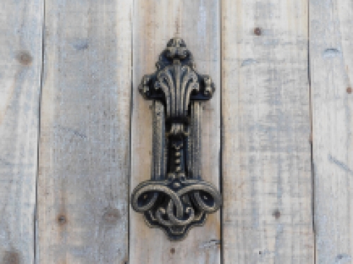 Door knocker, knocker Schlangua for door, cast iron in antique brass look