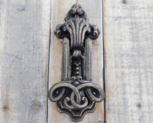 Door knocker, knocker Schlangua for door, cast iron in antique brass look
