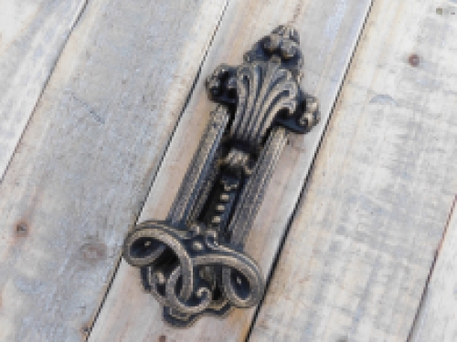 Door knocker, knocker Schlangua for door, cast iron in antique brass look