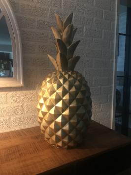 Decorative Pineapple XL - Polystone - Gold coloured