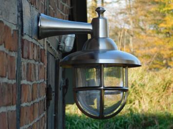 Antieke klassieke scheepslamp - wandlamp - vernikkeld messing  - fors