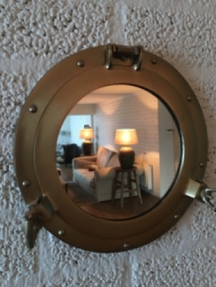 Brass ship window mirror foldable, beautiful.