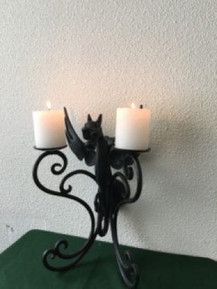 Candlestick, iron with head of a dragon, FINAL!!