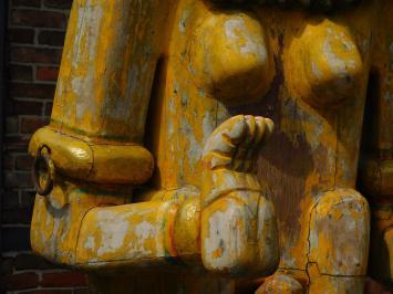 Historische Balinese tijger geel XXL - handgemaakt van hout - authentiek