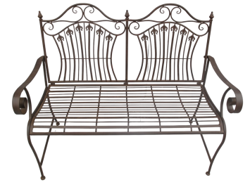 Elegant Iron Garden Bench – Rustic Brown