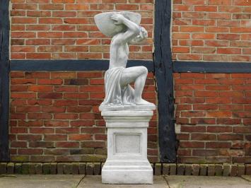 Statue Atlas mit Blumentopf auf Sockel - 147 cm - Stein