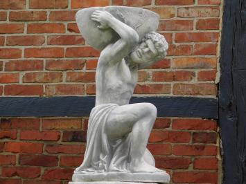 Statue Atlas mit Blumentopf auf Sockel - 147 cm - Stein