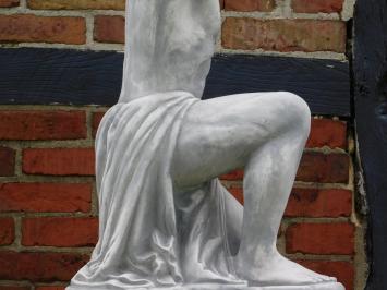 Statue Atlas with Bulb + Flowerpot on Pedestal - 170 cm - Stone