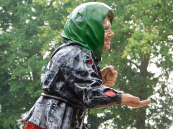 Bedelvrouw XL – 80 cm - Humoristisch Karakterbeeld van Polystone