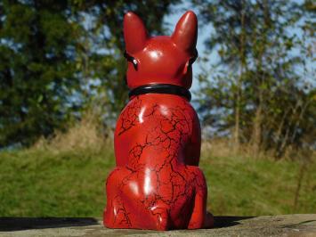 Beeld Franse Bulldog met Zonnebril en Stropdas - Rood/Zwart - Polystone - 35 cm