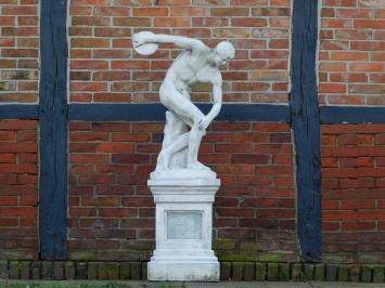 Discobolus op Sokkel - 155 cm - Volledig Steen