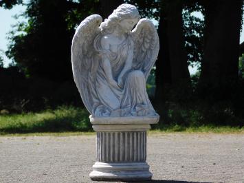 Beeld Engel op Ronde Sokkel - 73 cm - Steen