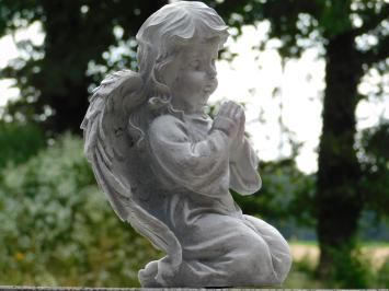 Engel-Figur – 33 x 24 cm – Weiß/Grau – Polystone