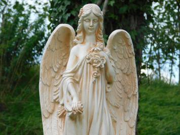 Engelskulptur – 70 x 30 cm – Cremeweiß – Polystone