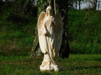 Engelskulptur – 70 x 30 cm – Cremeweiß – Polystone
