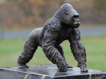 Bronzen beeld Gorilla op Marmeren voet