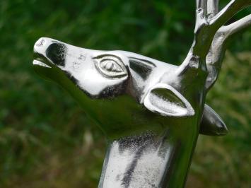 Deer Sculpture - 70 cm - Aluminium in Nickel/Silver Finish - Decorative Sculpture