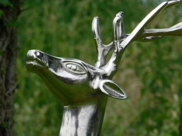 Deer Sculpture - 70 cm - Aluminium in Nickel/Silver Finish - Decorative Sculpture