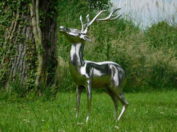 Deer Sculpture - 70 cm - Aluminium in Nickel/Silver Finish - Decorative Sculpture