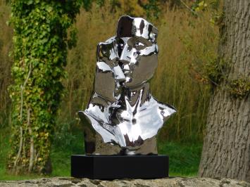 Statue ''Kissing Couple'' by Ceramic - Chrome Finish