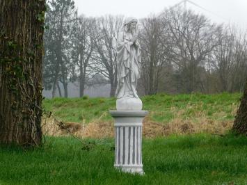 Marienstatue auf rundem Sockel - 135 cm - Stein