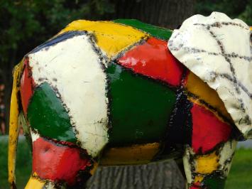 Colorful Metal Elephant Canoe – 55 x 100 cm – African Artwork