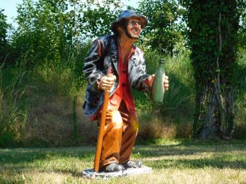 Sculpture of an Old Man with a Walking Stick and a Flask – 90 cm - Polystone