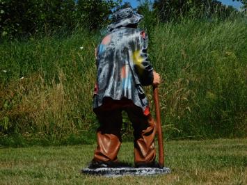 Sculpture of an Old Man with a Walking Stick and a Flask – 90 cm - Polystone