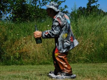 Sculpture of an Old Man with a Walking Stick and a Flask – 90 cm - Polystone