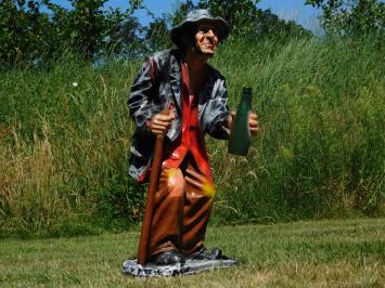 Sculpture of an Old Man with a Walking Stick and a Flask – 90 cm - Polystone