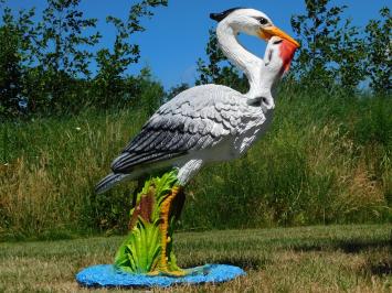 Heron with Fish XL – 80 x 70 cm – Polystone