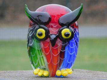 Glass owl statue - in colour