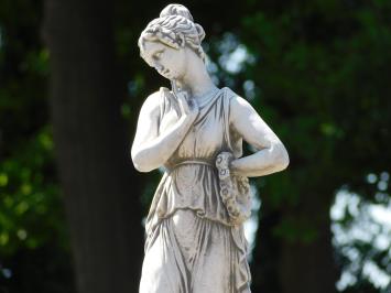 Beeld Vrouw op Ronde Sokkel - 88 cm - Steen
