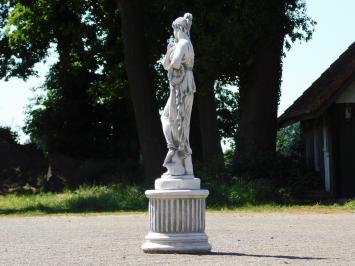 Beeld Vrouw op Ronde Sokkel - 88 cm - Steen