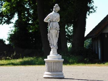 Beeld Vrouw op Ronde Sokkel - 88 cm - Steen