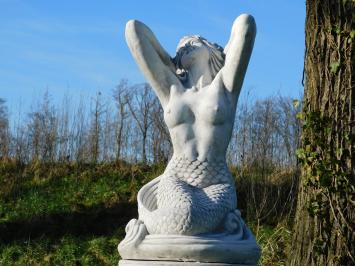 Statue Mermaid on Pedestal - 115 cm - Solid Stone