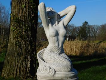 Statue Mermaid on Pedestal - 115 cm - Solid Stone