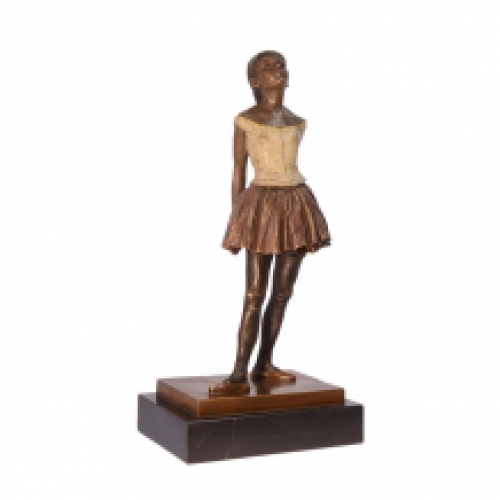 A bronze statue/sculpture of a small 14-year-old dancer