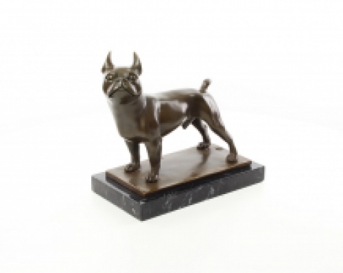 A bronze statue/sculpture of a French bulldog